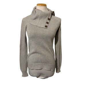 Gap Pearl Gray Cowl Neck   with  Button-Detail Women's Sweater